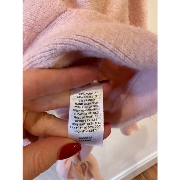 Nordstrom Open Edit Light Pink V Neck Wrap Front Waist Tie Long Sleeve Top SM - Picture 7 of 10